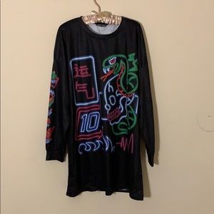 Long sleeve neon graphic dress